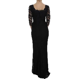 Black Floral Lace Long Ball Maxi Dress
