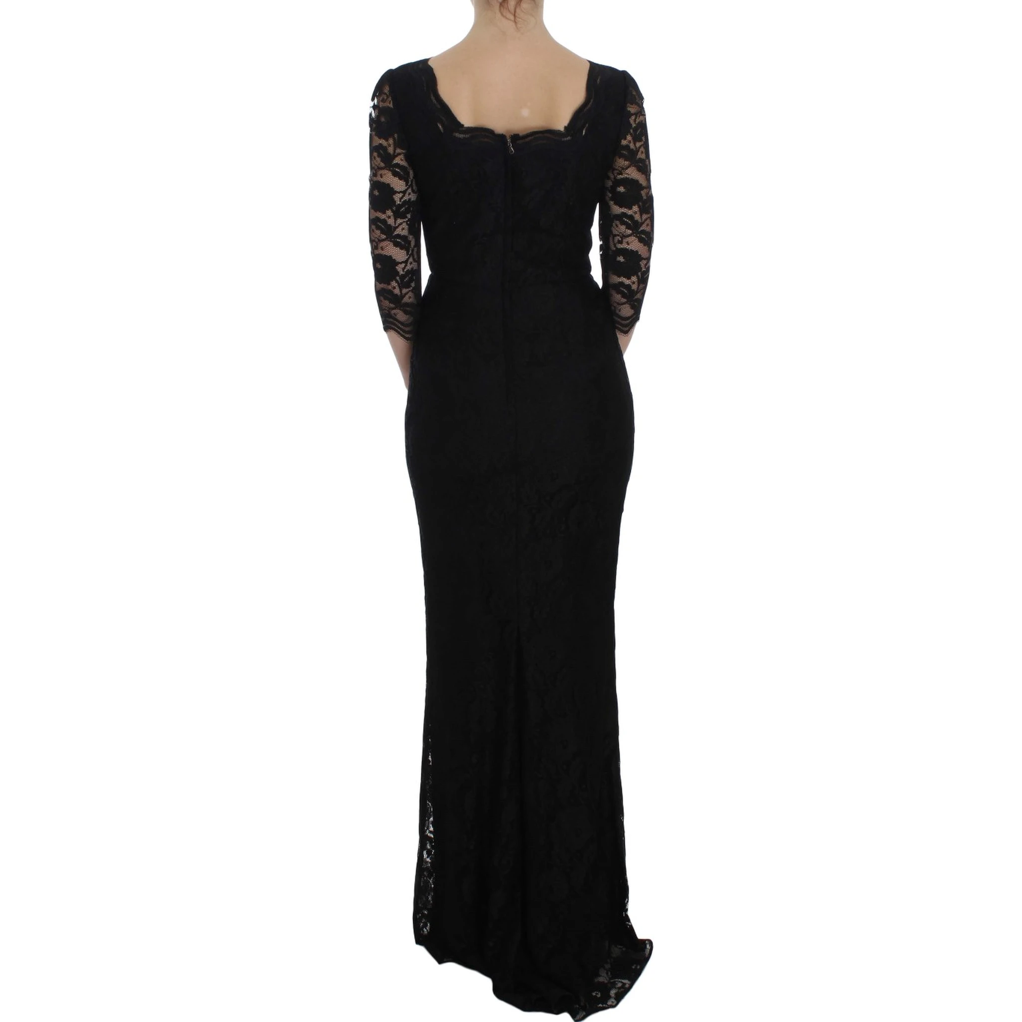 Black Floral Lace Long Ball Maxi Dress