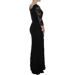 Black Floral Lace Long Ball Maxi Dress