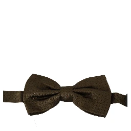 Brown Polka Dots Silk Adjustable Neck Papillon Men Bow Tie