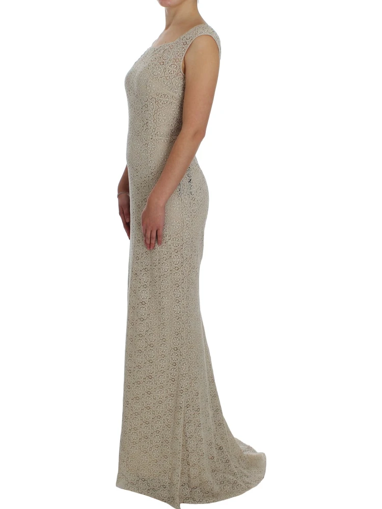 Beige Ricamo Cutout Cotton Sheath Dress alternative