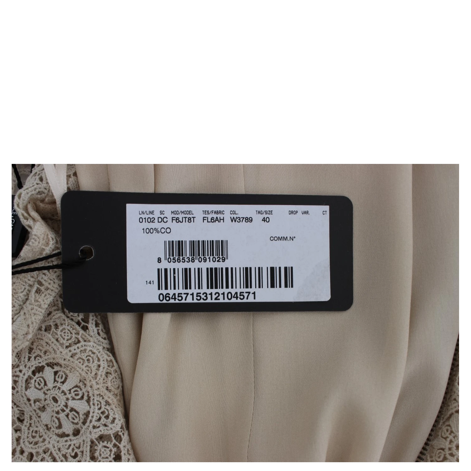 Beige Ricamo Cutout Cotton Sheath Dress