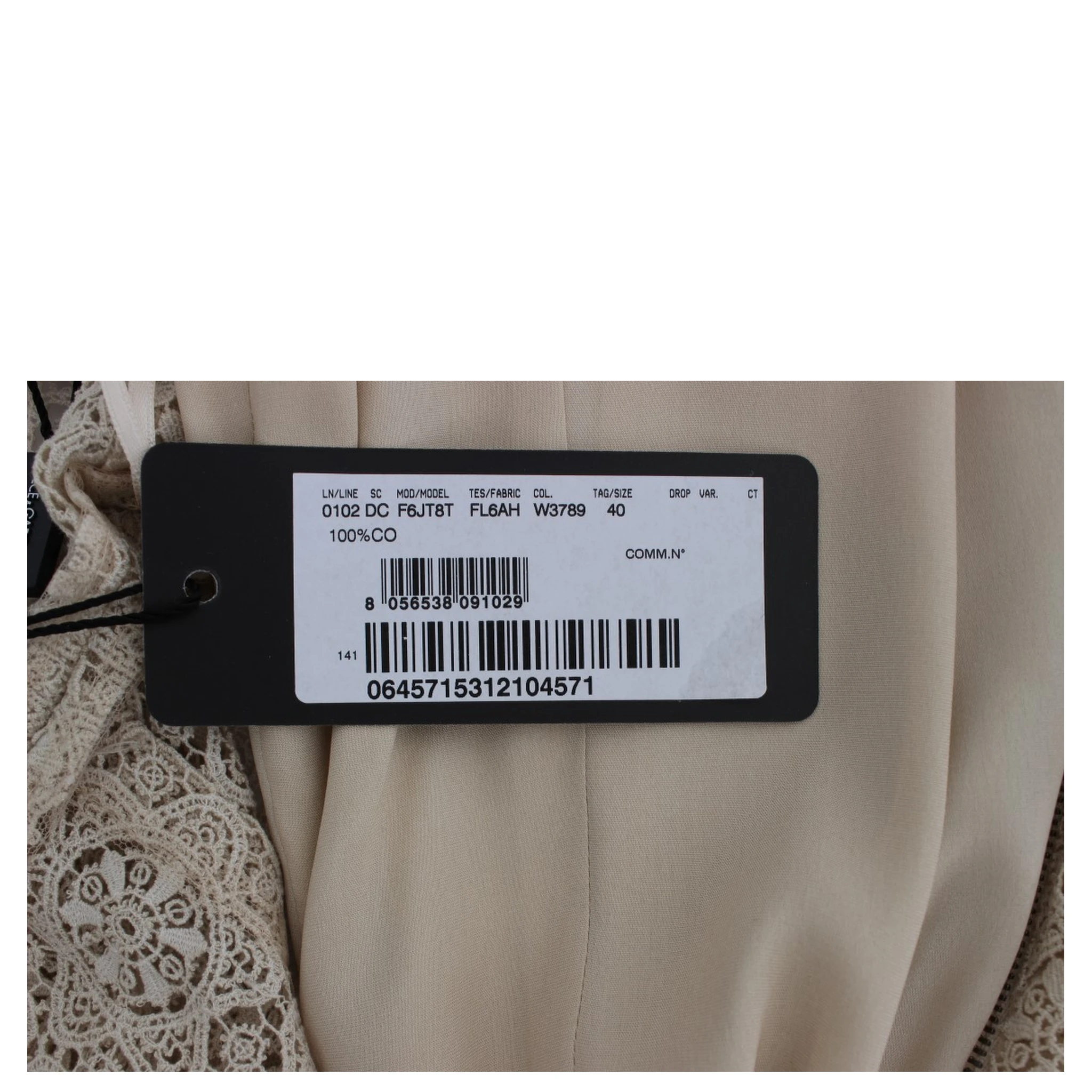 Beige Ricamo Cutout Cotton Sheath Dress