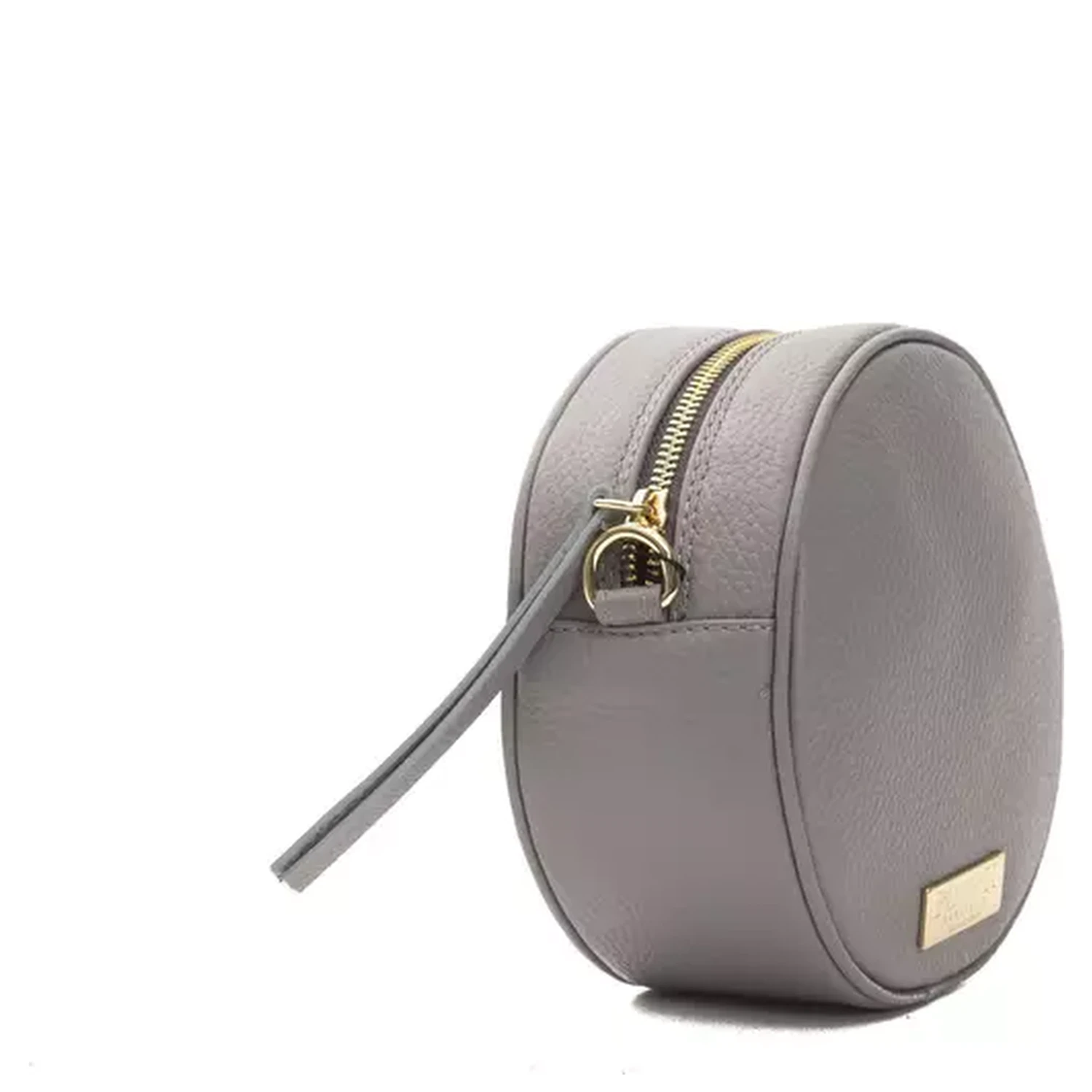 Gray Leather Crossbody Bag