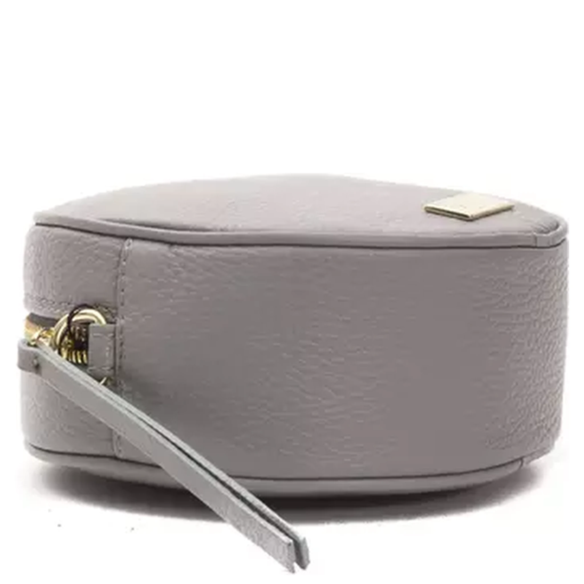 Gray Leather Crossbody Bag