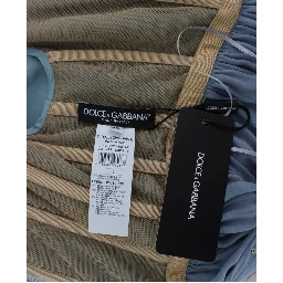 Blue Silk Crystal Sheath Gown Ball Dress