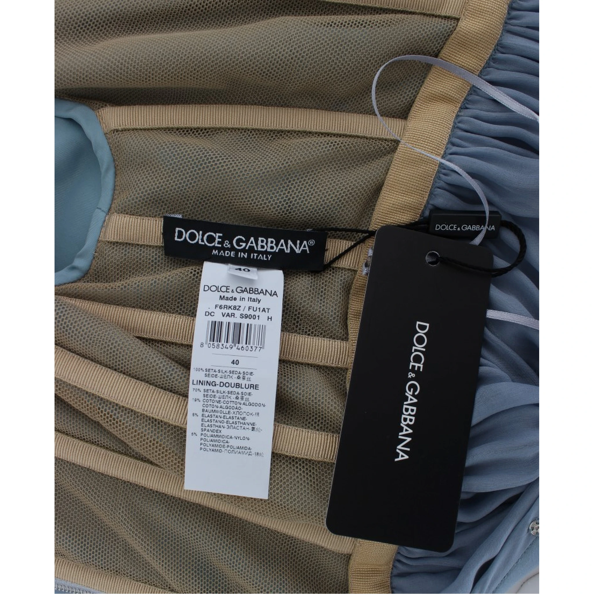 Blue Silk Crystal Sheath Gown Ball Dress