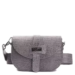 Gray Leather Crossbody Bag
