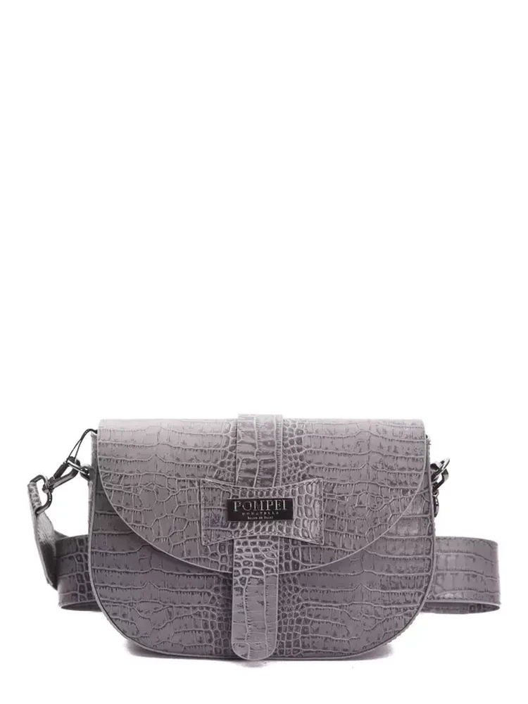 Gray Leather Crossbody Bag