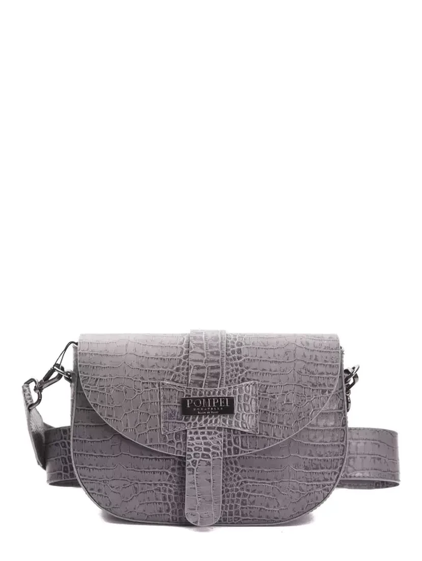 Gray Leather Crossbody Bag