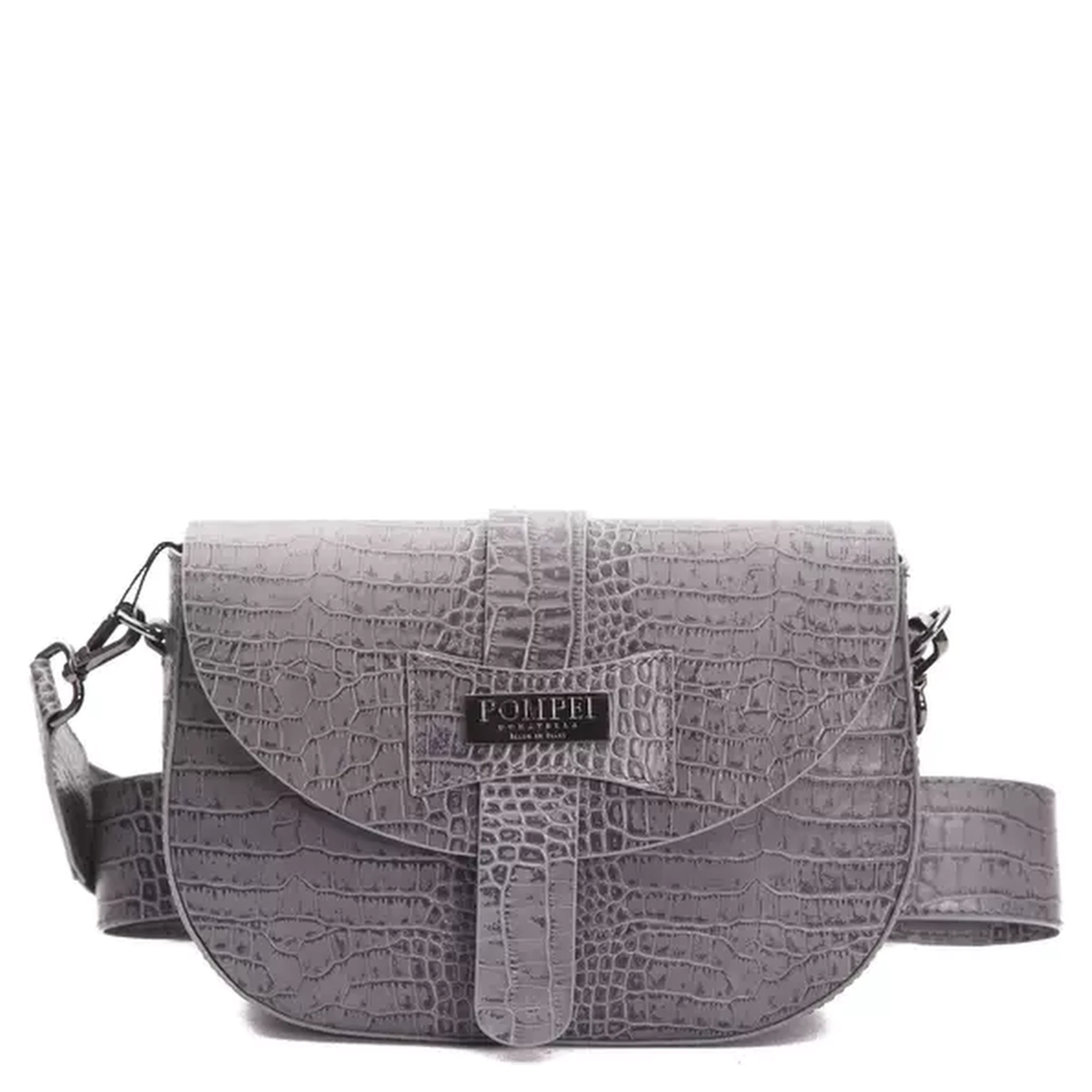 Gray Leather Crossbody Bag