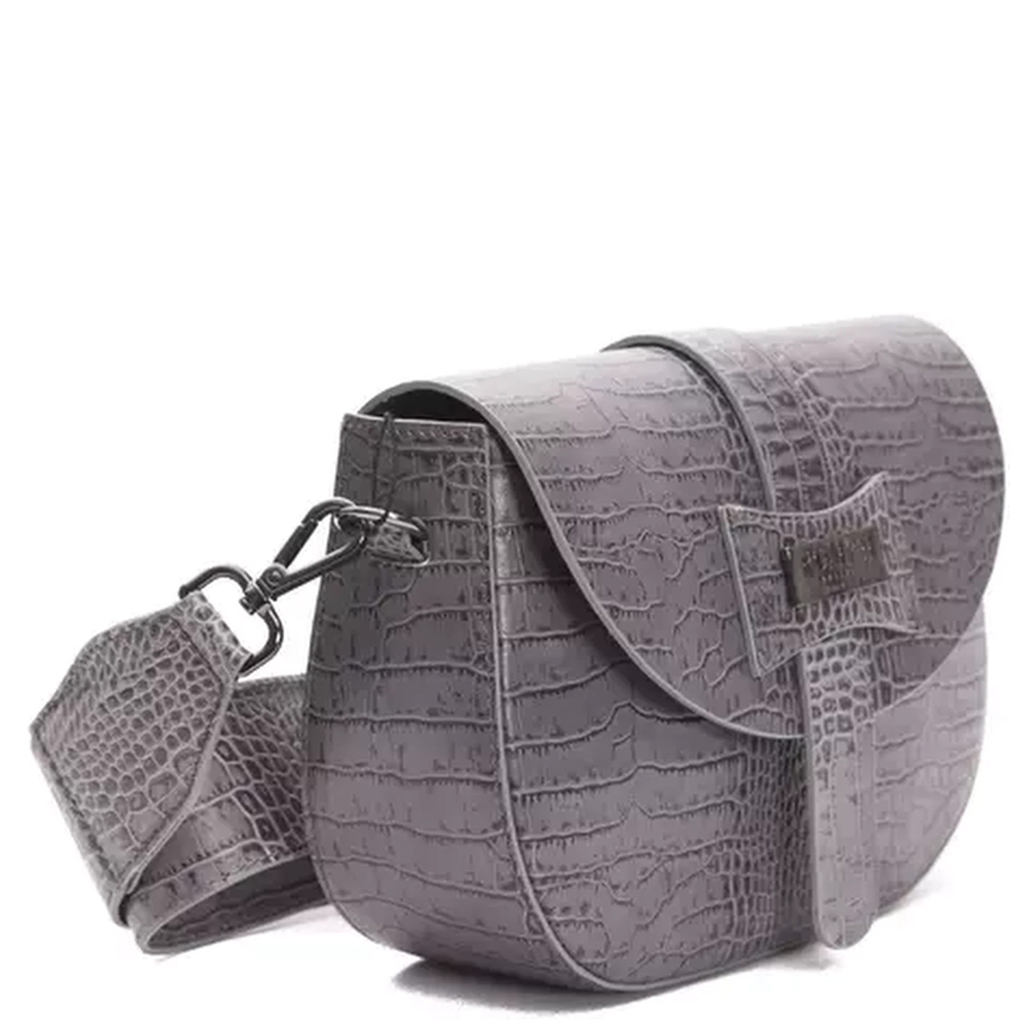 Gray Leather Crossbody Bag