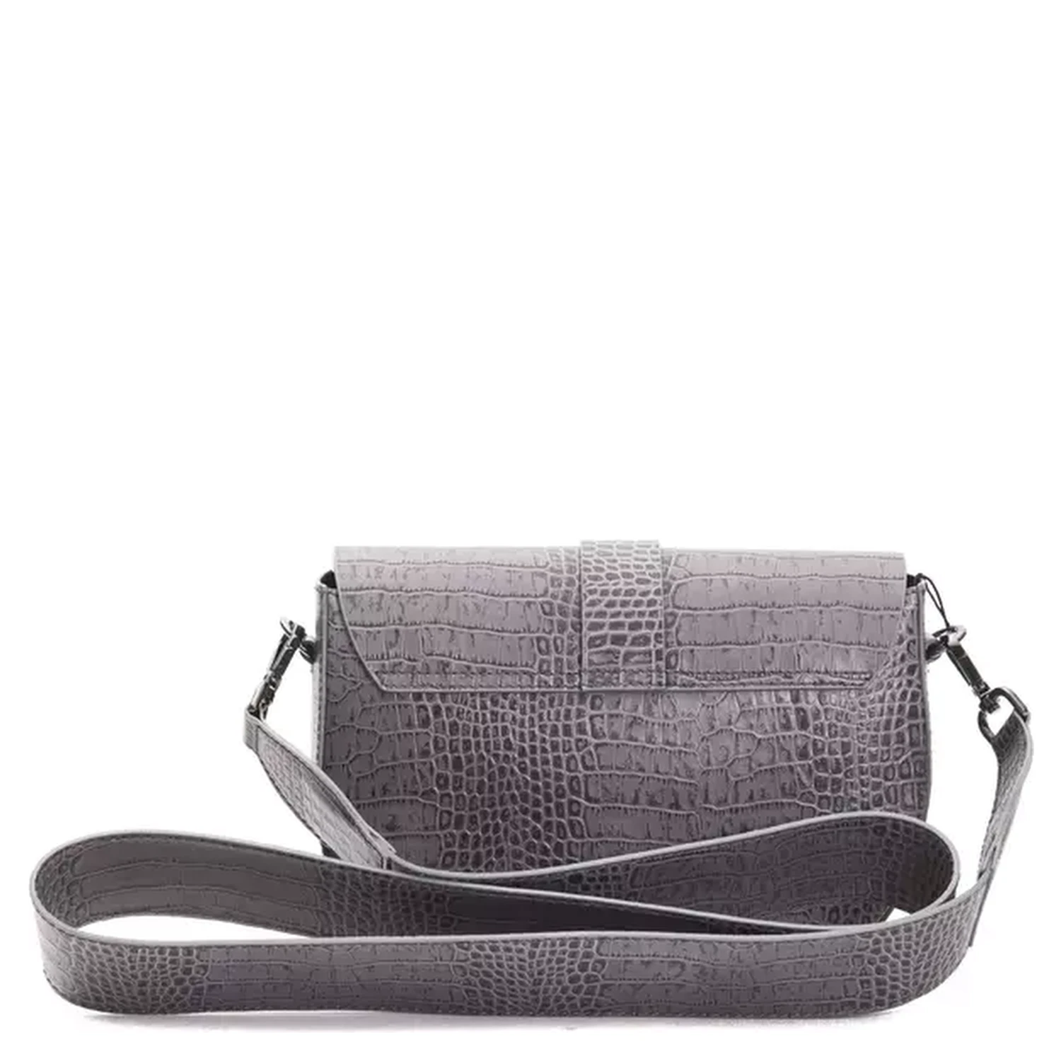 Gray Leather Crossbody Bag
