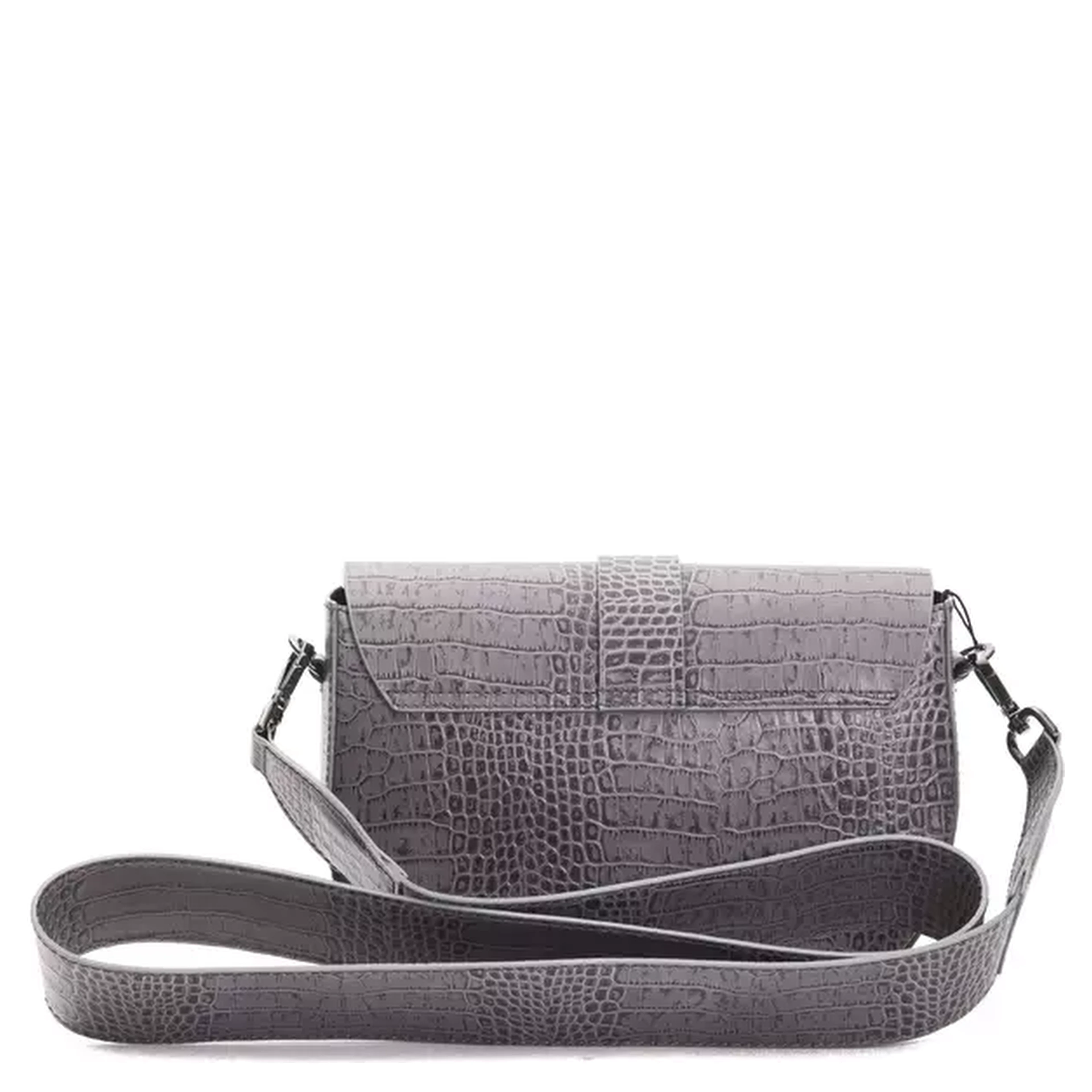 Gray Leather Crossbody Bag