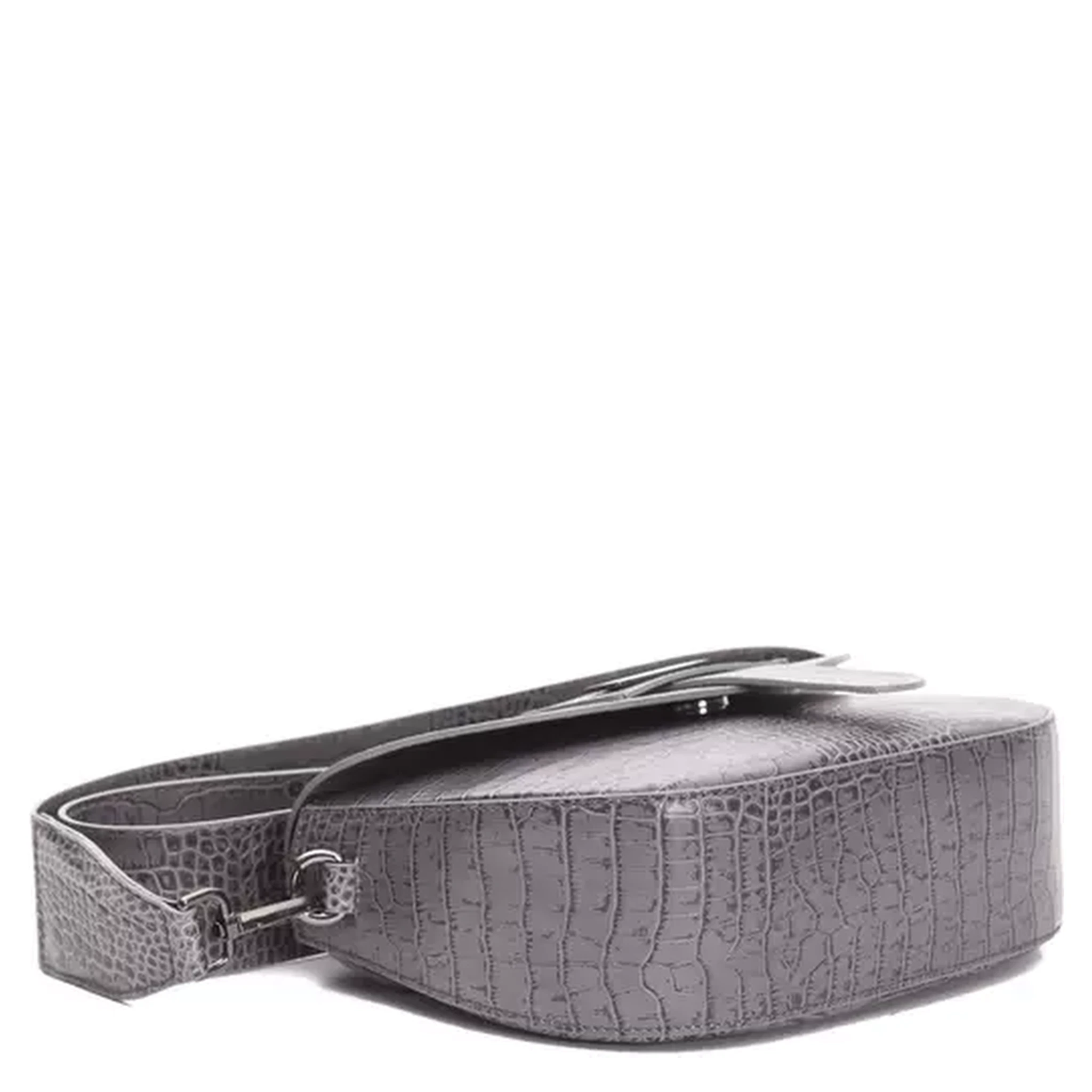 Gray Leather Crossbody Bag