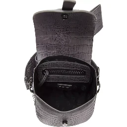 Gray Leather Crossbody Bag