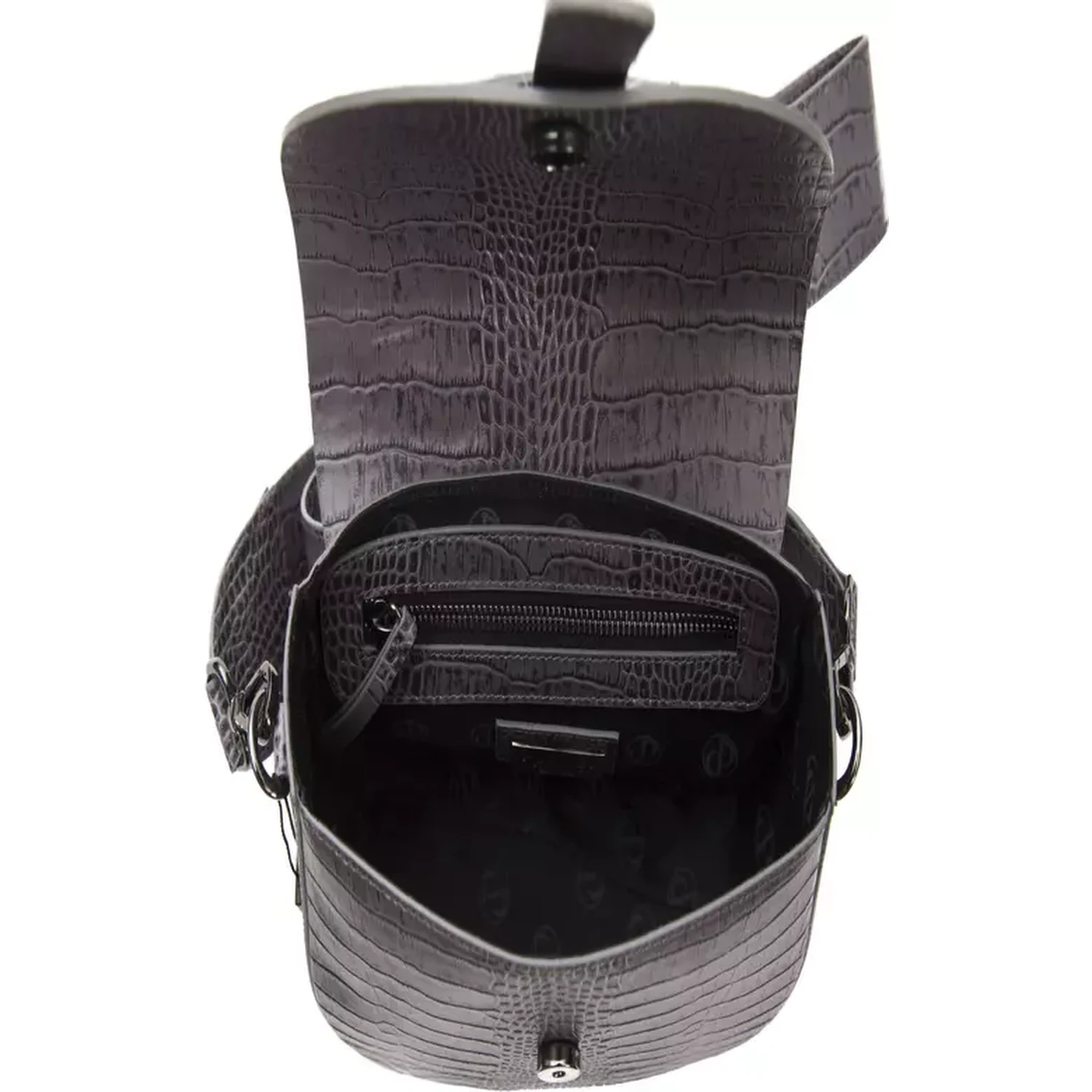 Gray Leather Crossbody Bag