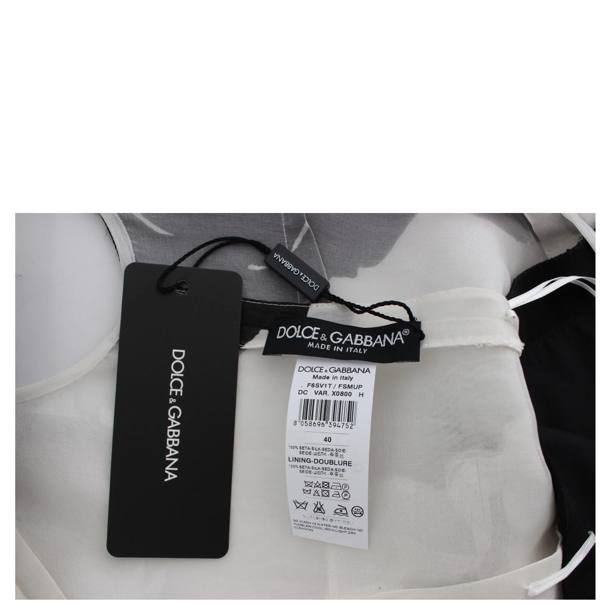 Black White Floral Silk Sheath Gown Dress