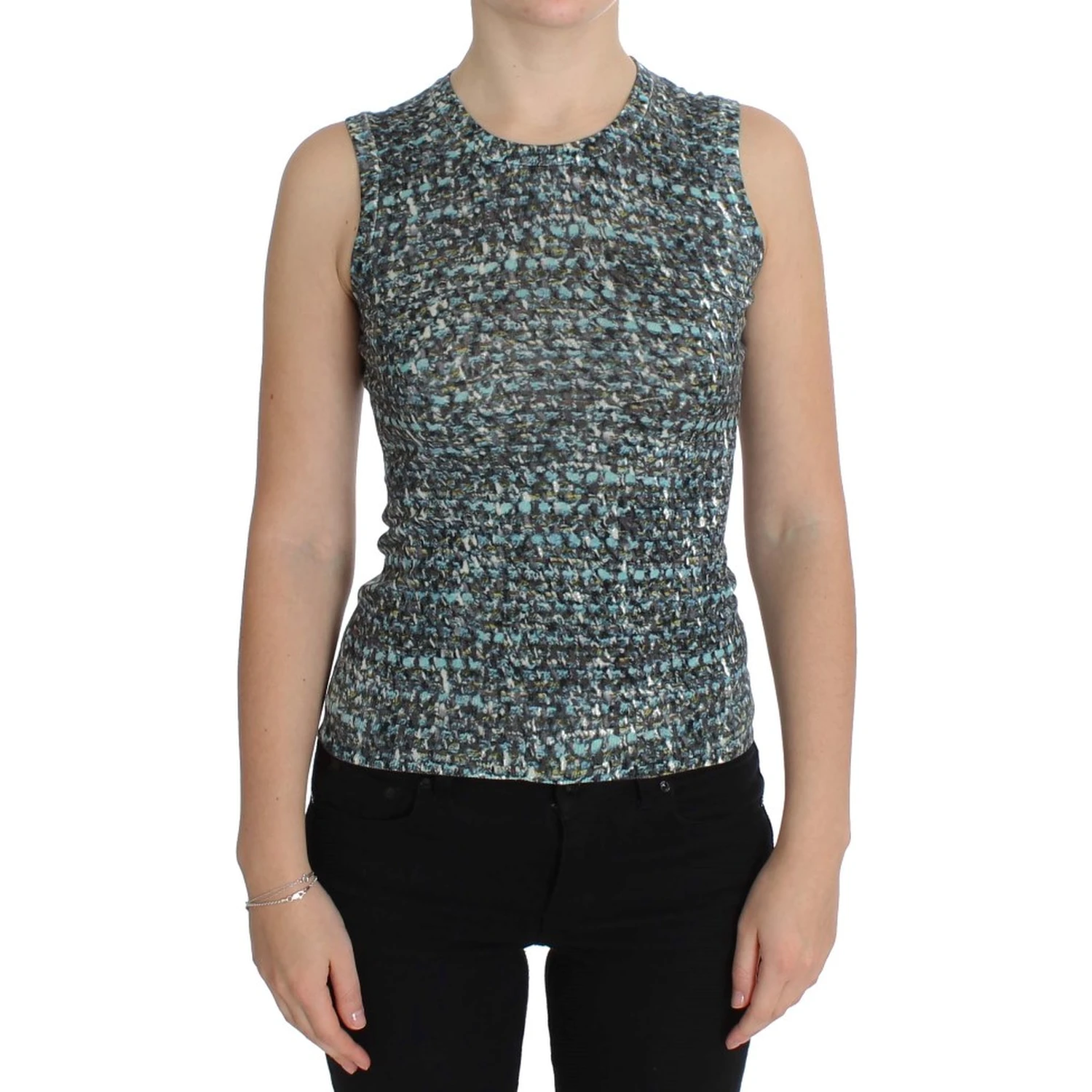 Blue Wool Sweater Sleeveless Pullover