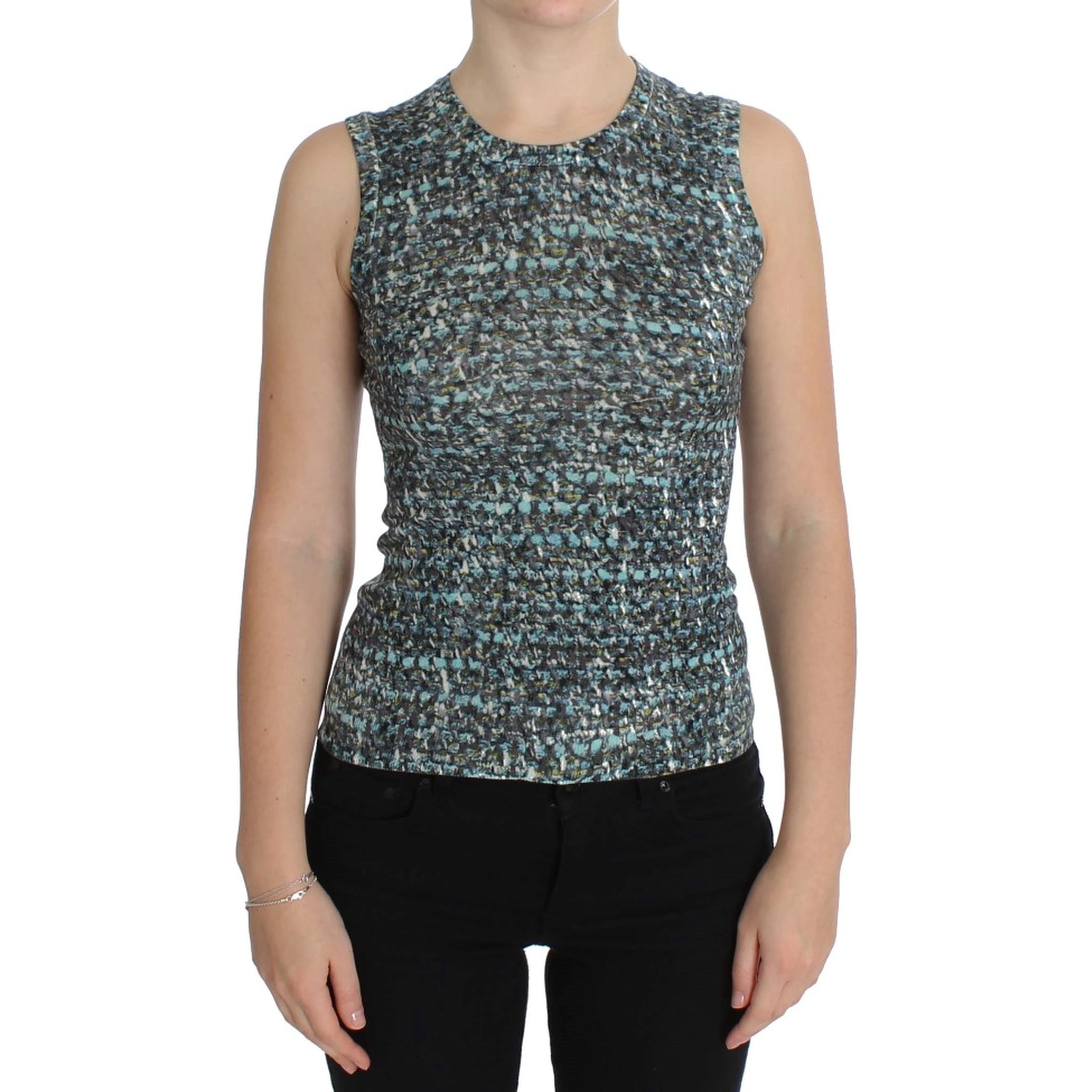 Blue Wool Sweater Sleeveless Pullover
