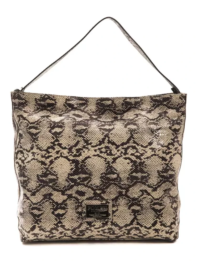 Gray Leather Shoulder Bag