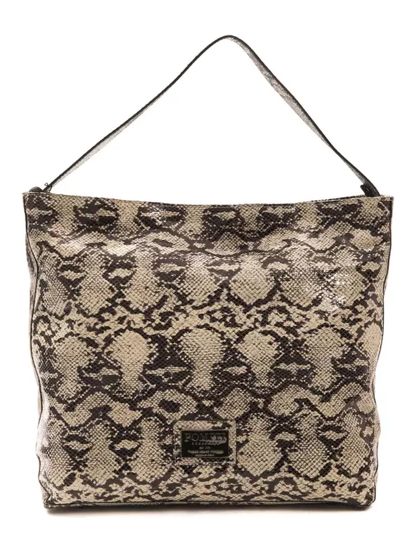 Gray Leather Shoulder Bag