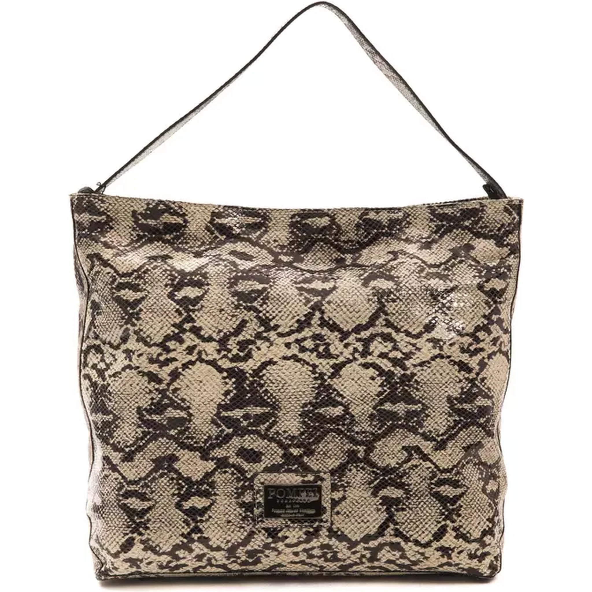 Gray Leather Shoulder Bag