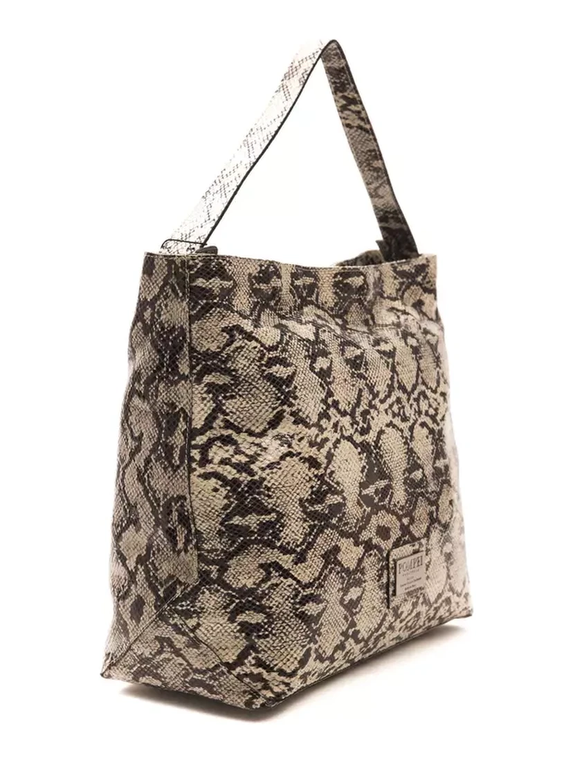 Gray Leather Shoulder Bag