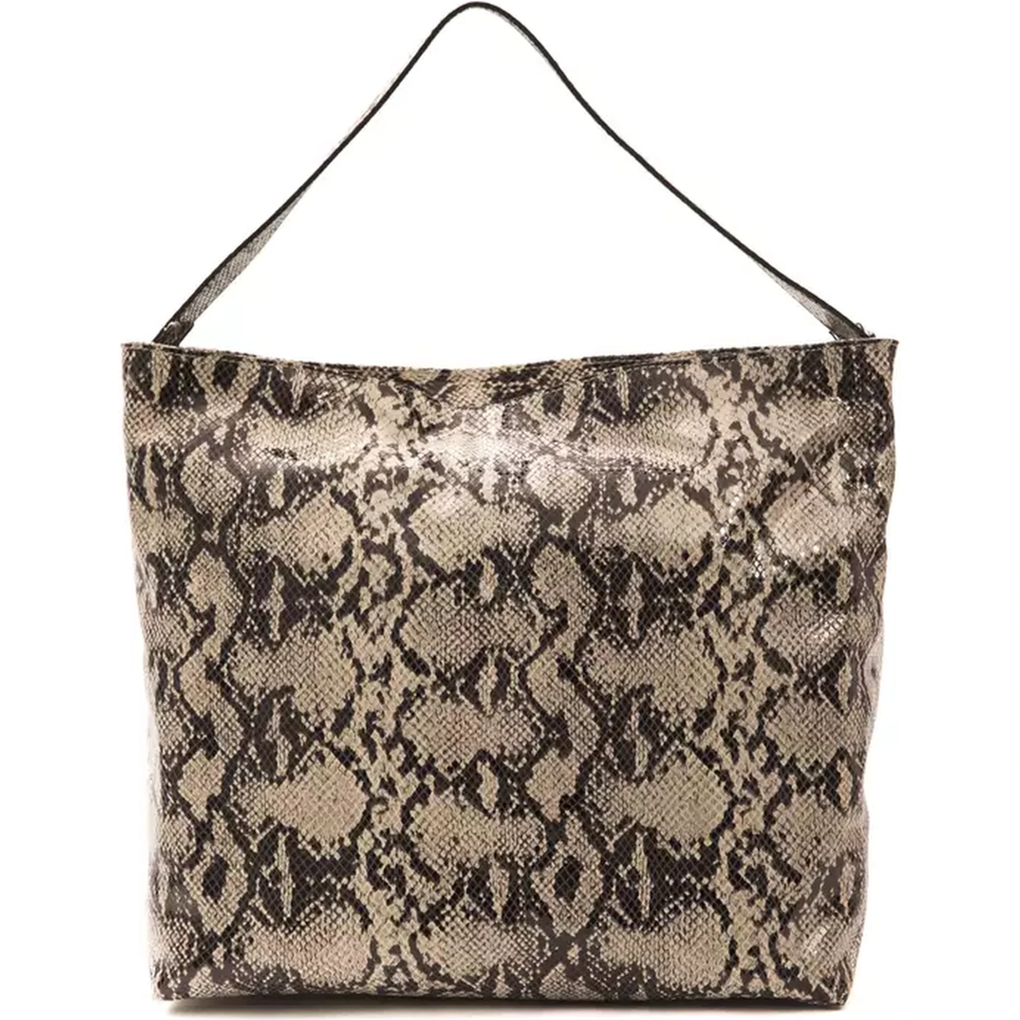 Gray Leather Shoulder Bag