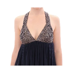 Navy Blue Studs Embellished Top Blouse