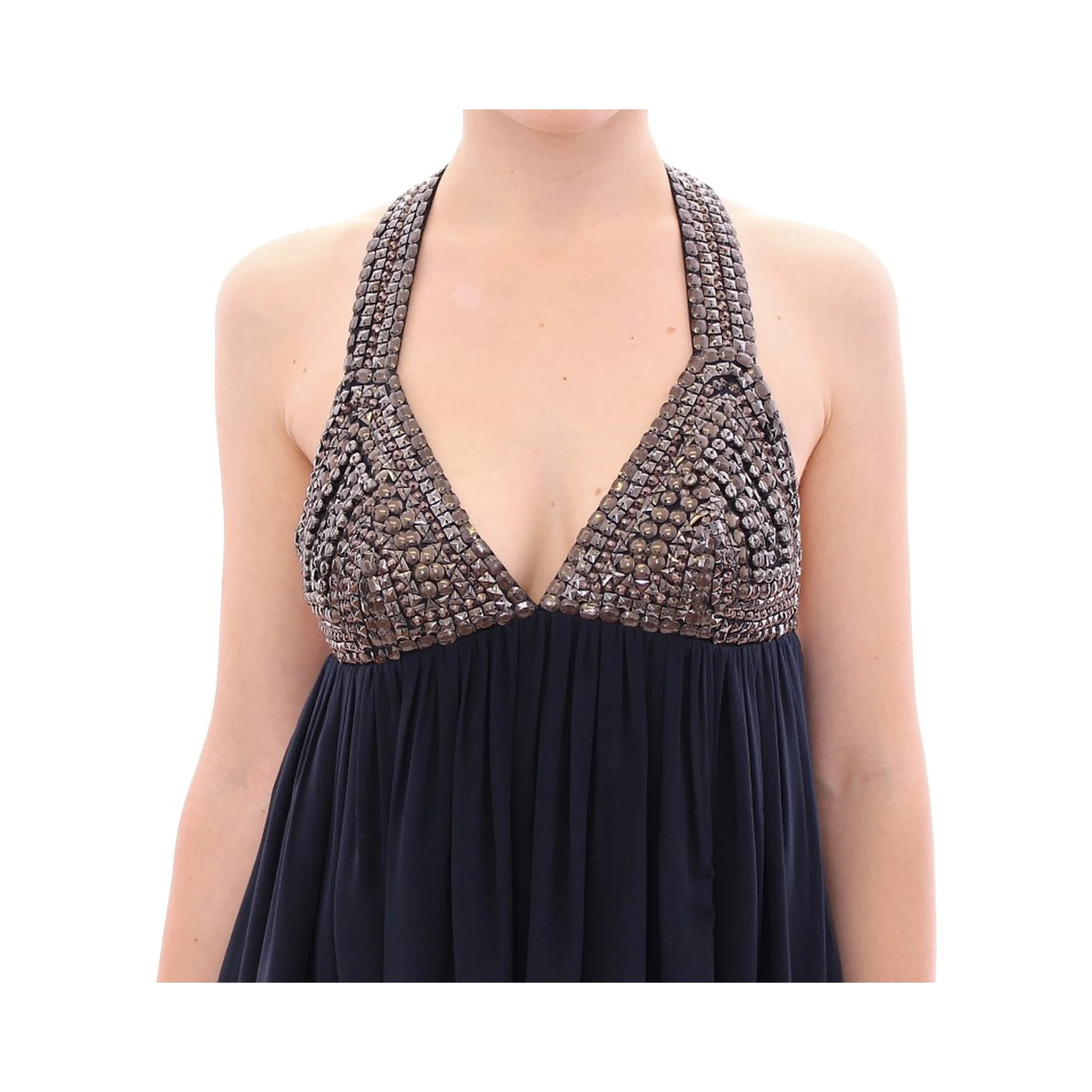 Navy Blue Studs Embellished Top Blouse