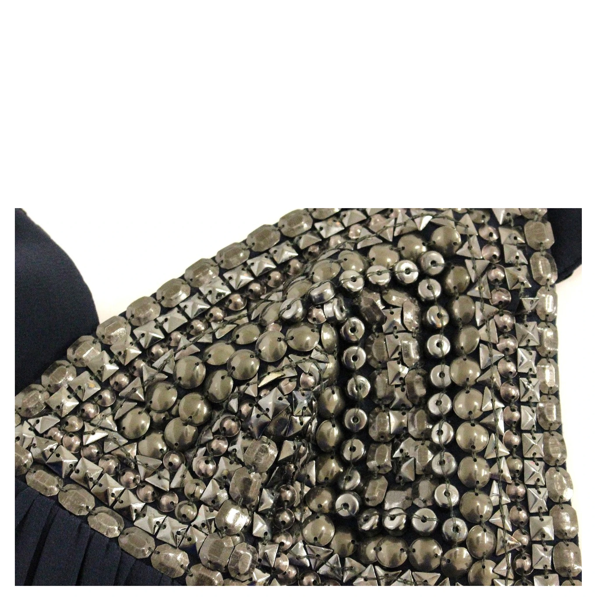 Navy Blue Studs Embellished Top Blouse