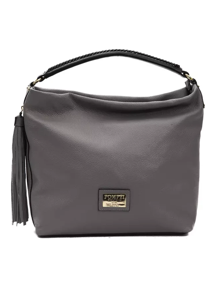 Gray Leather Shoulder Bag