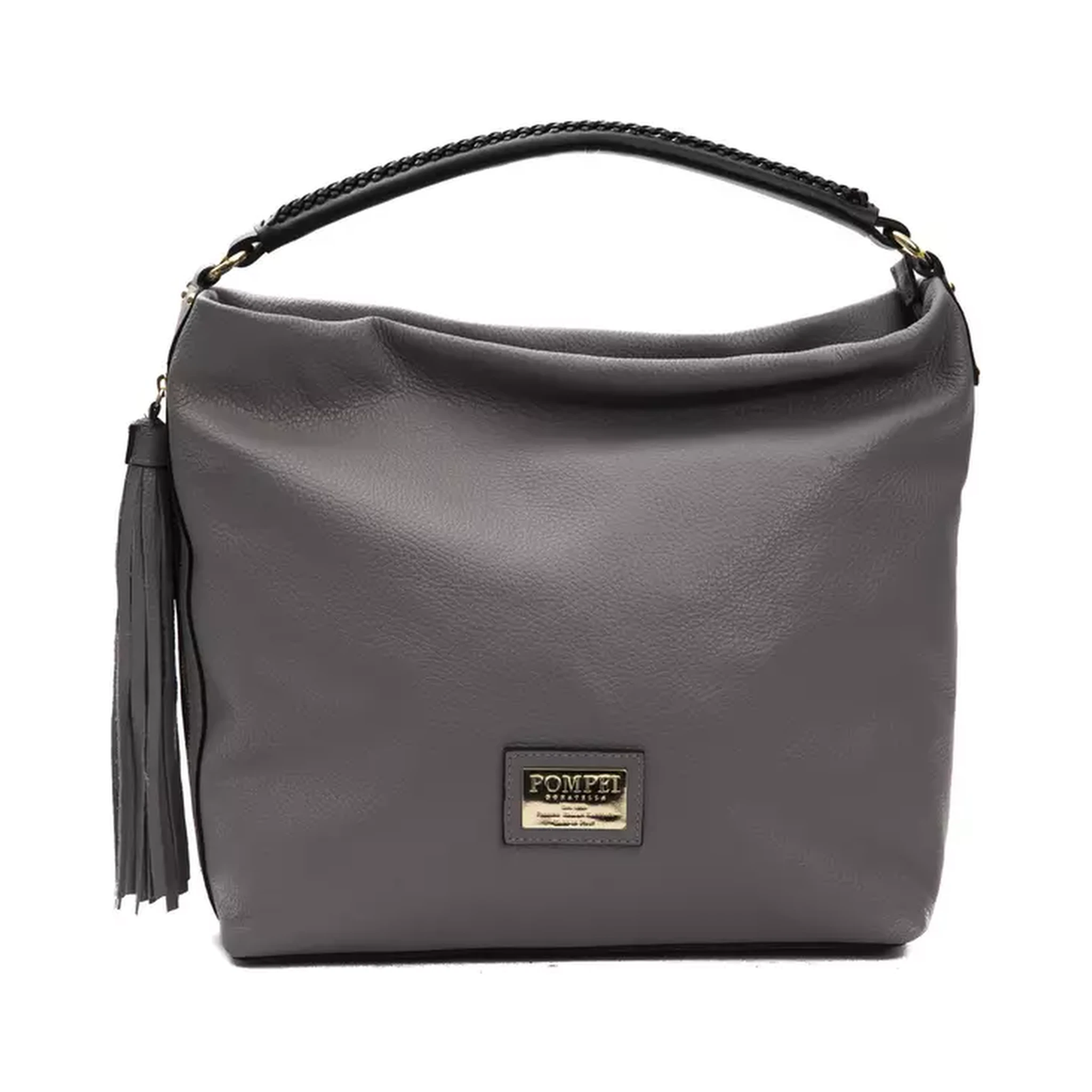 Gray Leather Shoulder Bag