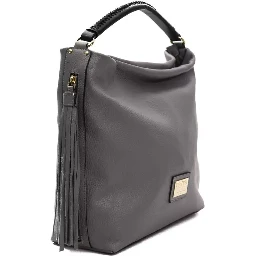 Gray Leather Shoulder Bag