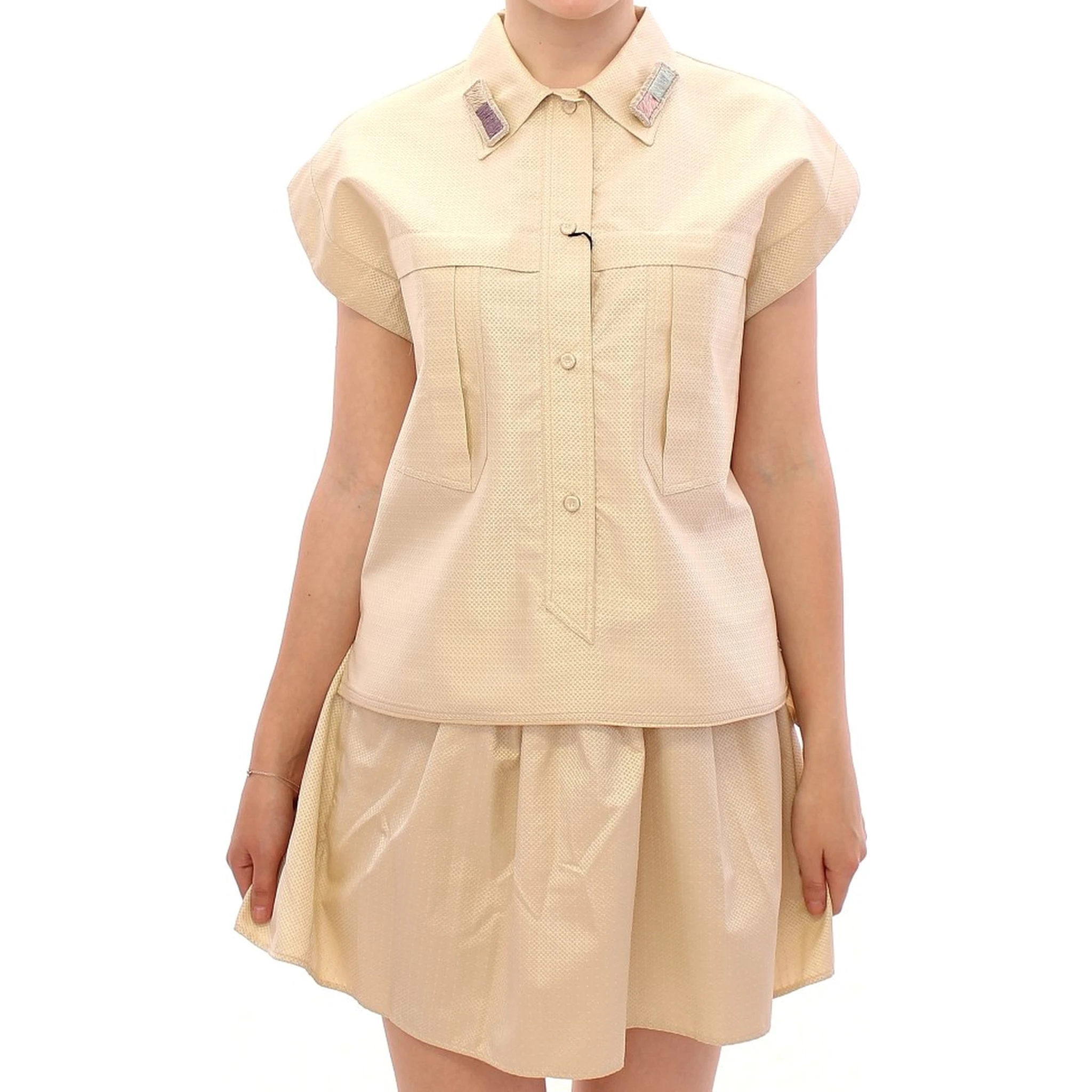 Beige Sleeveless Blouse Top