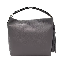 Gray Leather Shoulder Bag