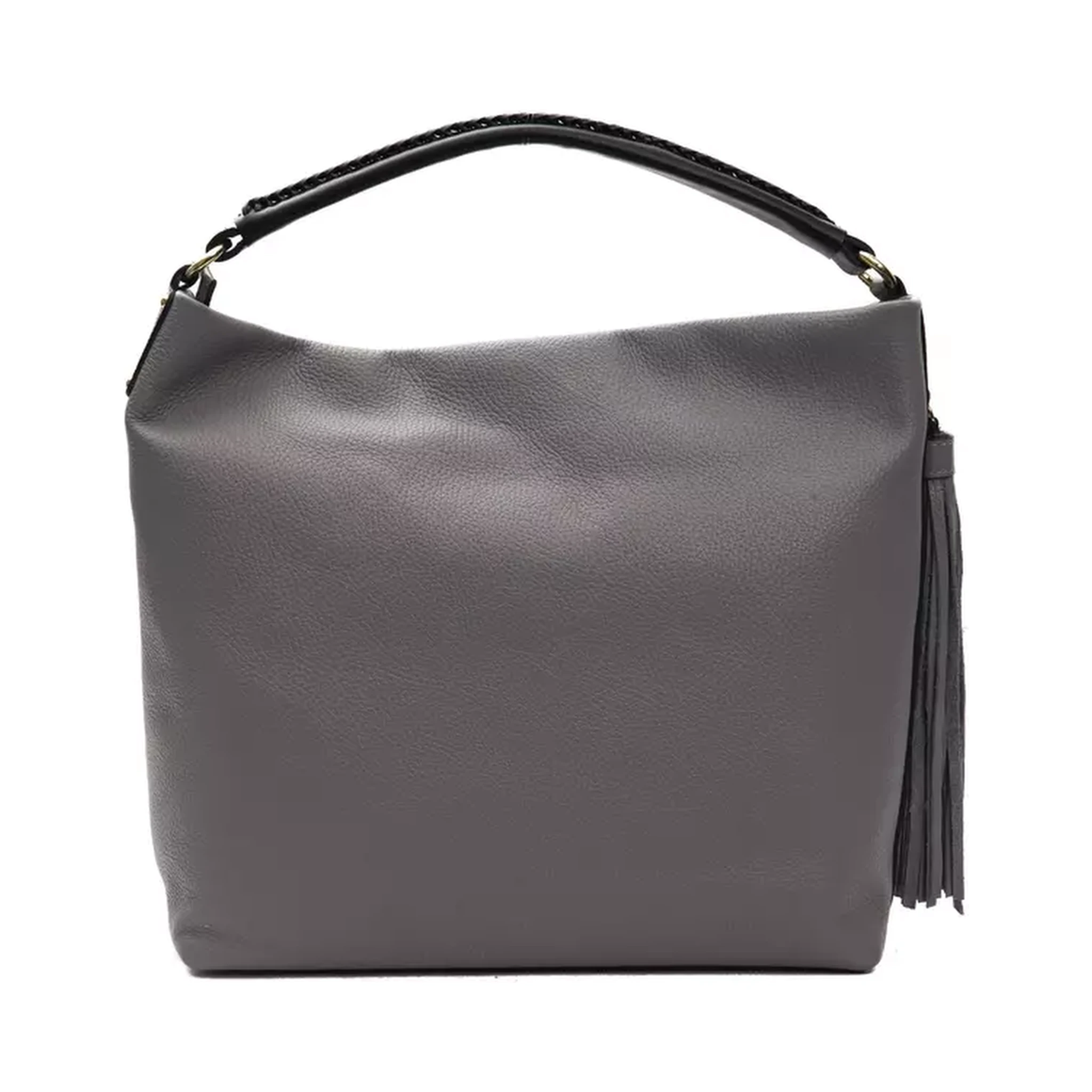 Gray Leather Shoulder Bag