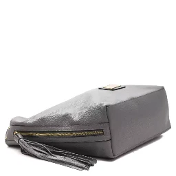 Gray Leather Shoulder Bag