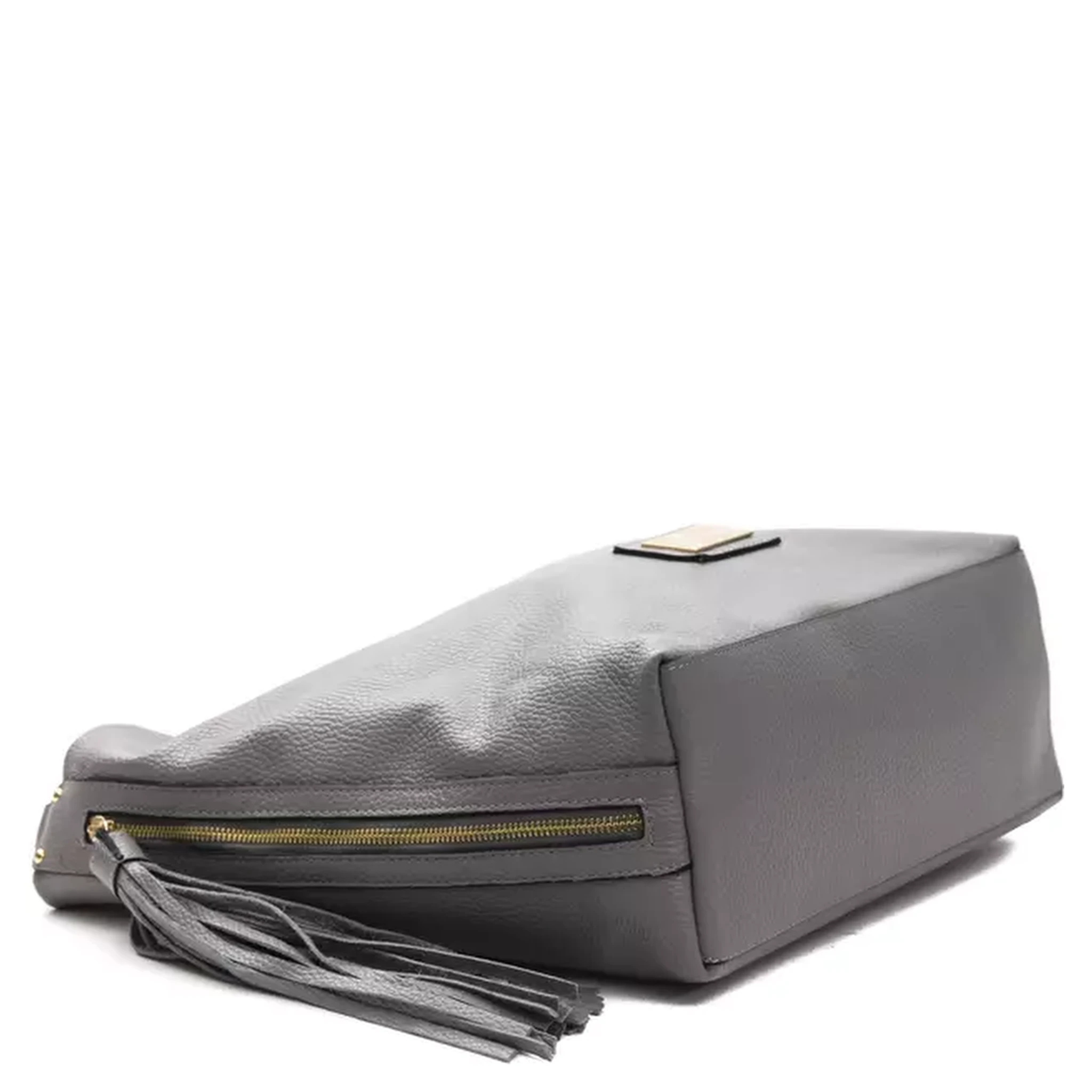 Gray Leather Shoulder Bag