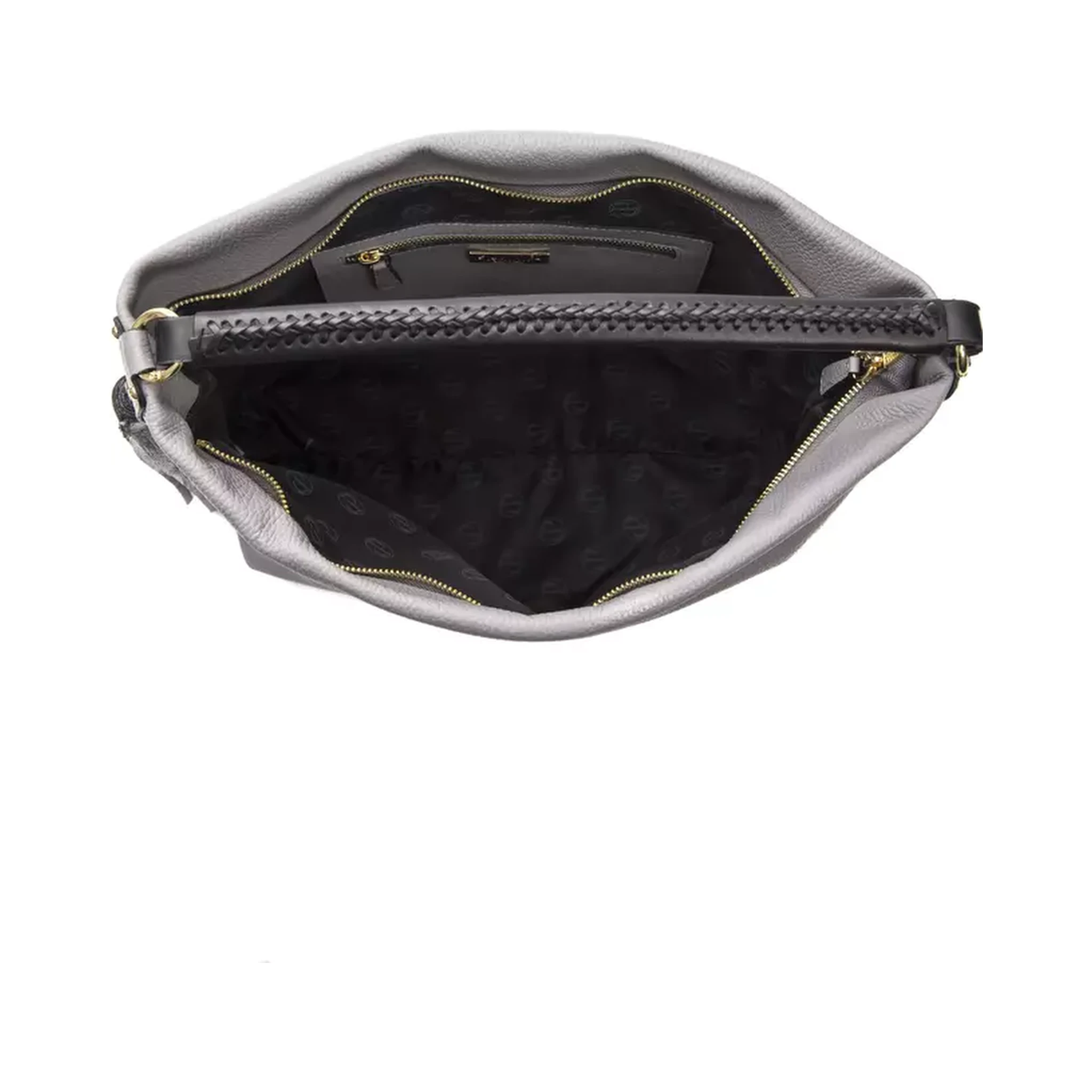 Gray Leather Shoulder Bag