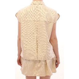 Beige Sleeveless Blouse Top