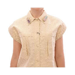 Beige Sleeveless Blouse Top