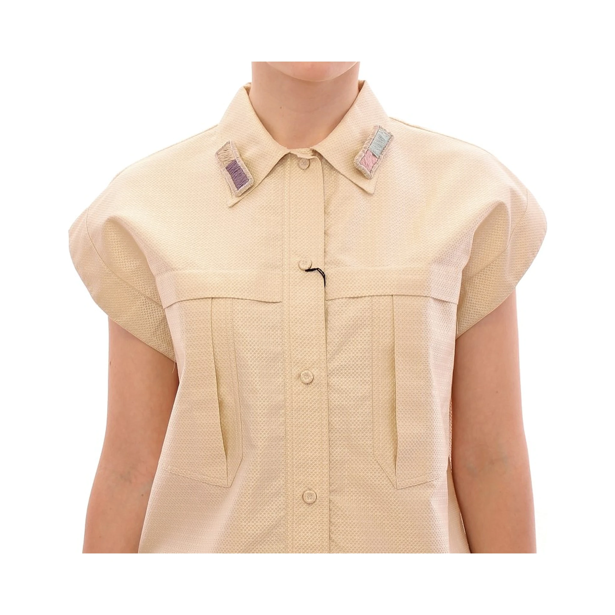 Beige Sleeveless Blouse Top