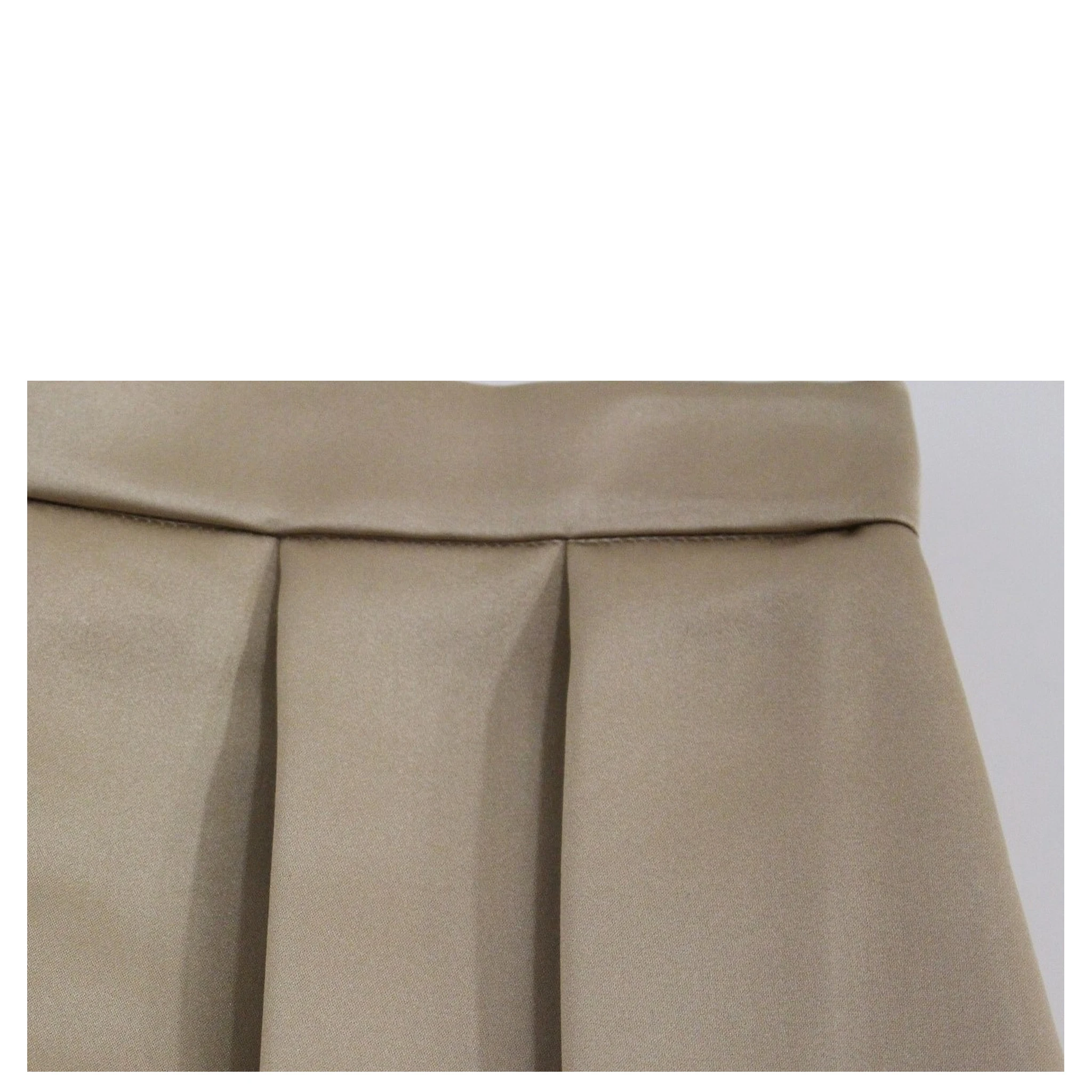 Brown Silk Solid Mini Pleated Skirt