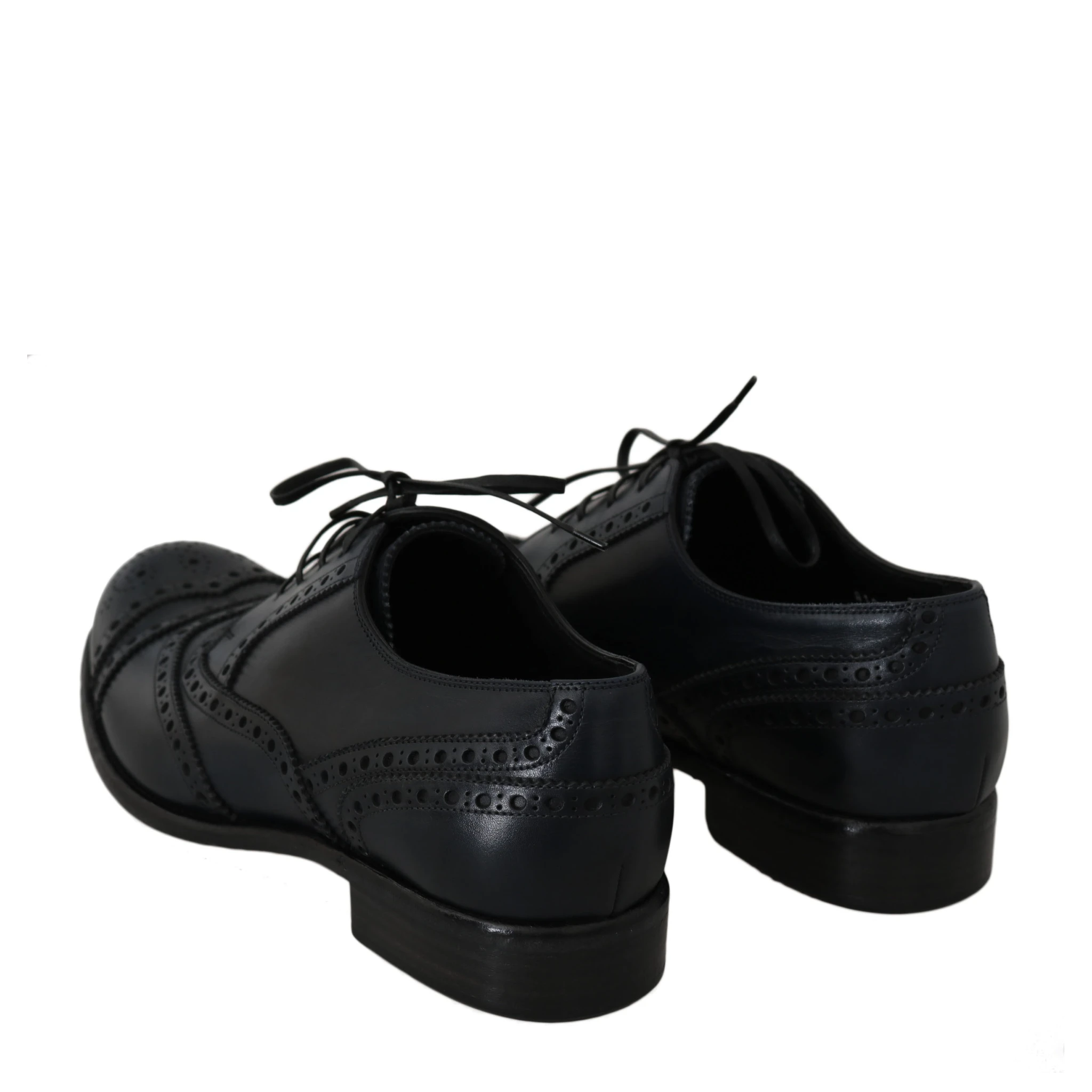 Dark Blue Leather Wingtip Oxford Dress Shoes