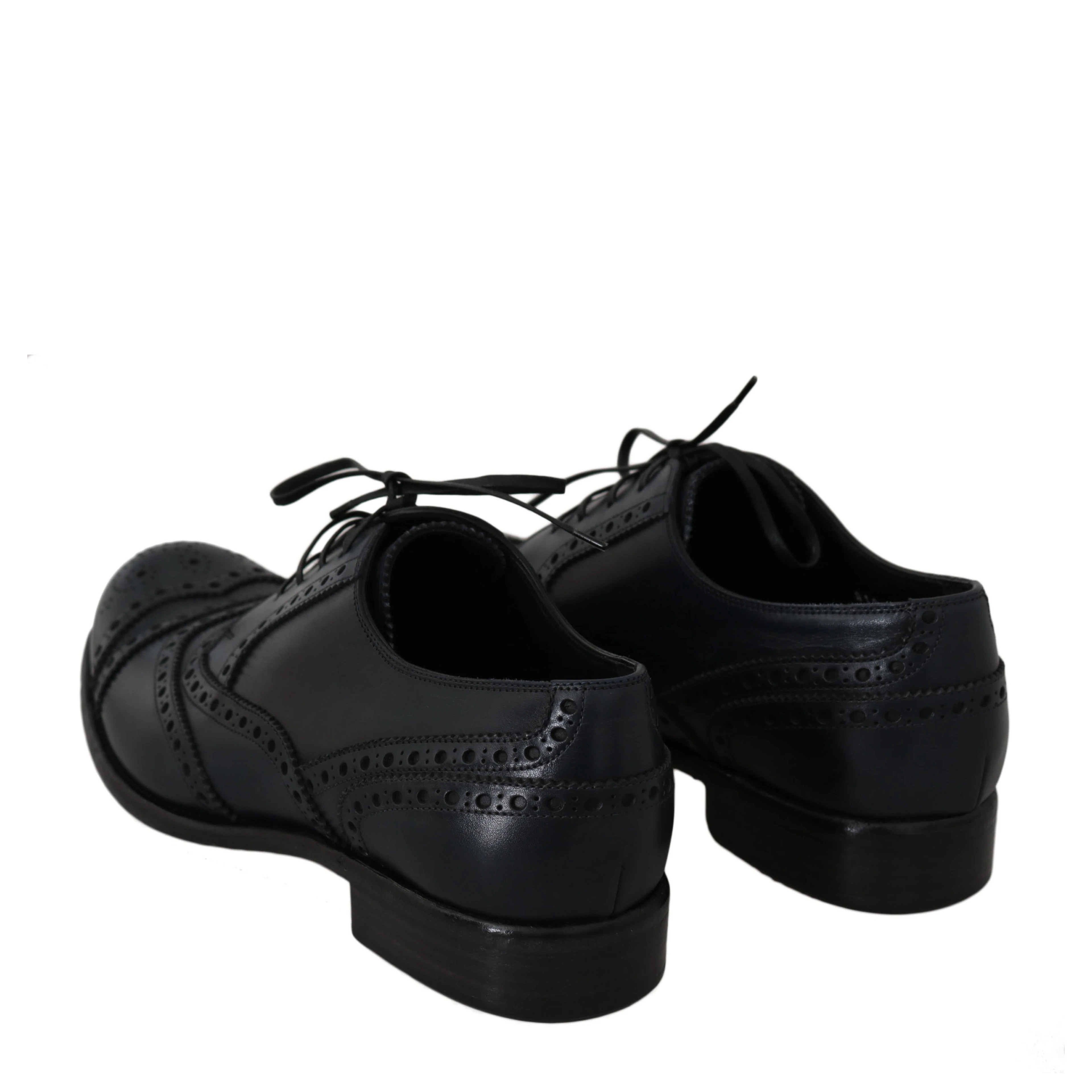 Dark Blue Leather Wingtip Oxford Dress Shoes