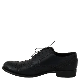 Dark Blue Leather Wingtip Oxford Dress Shoes