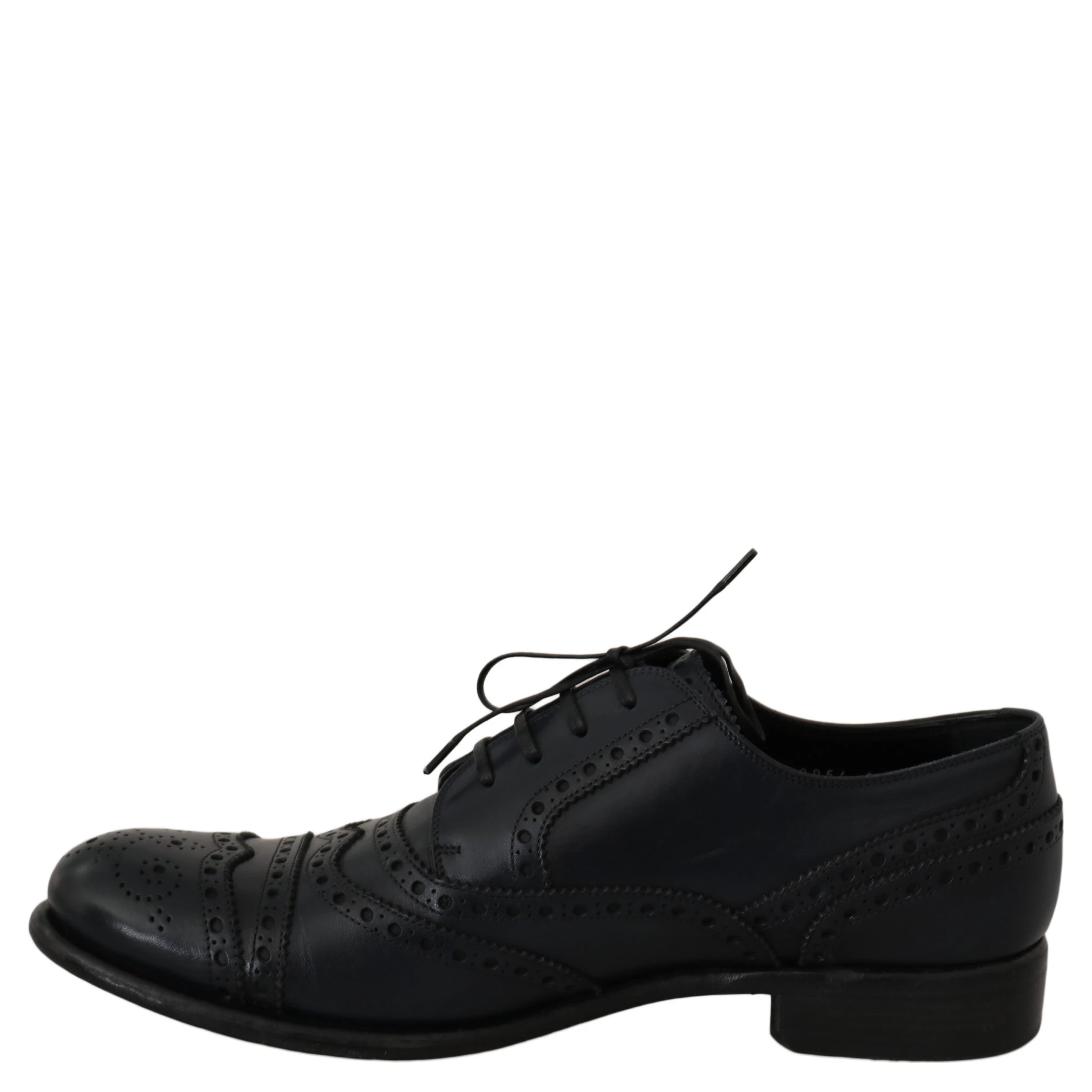 Dark Blue Leather Wingtip Oxford Dress Shoes