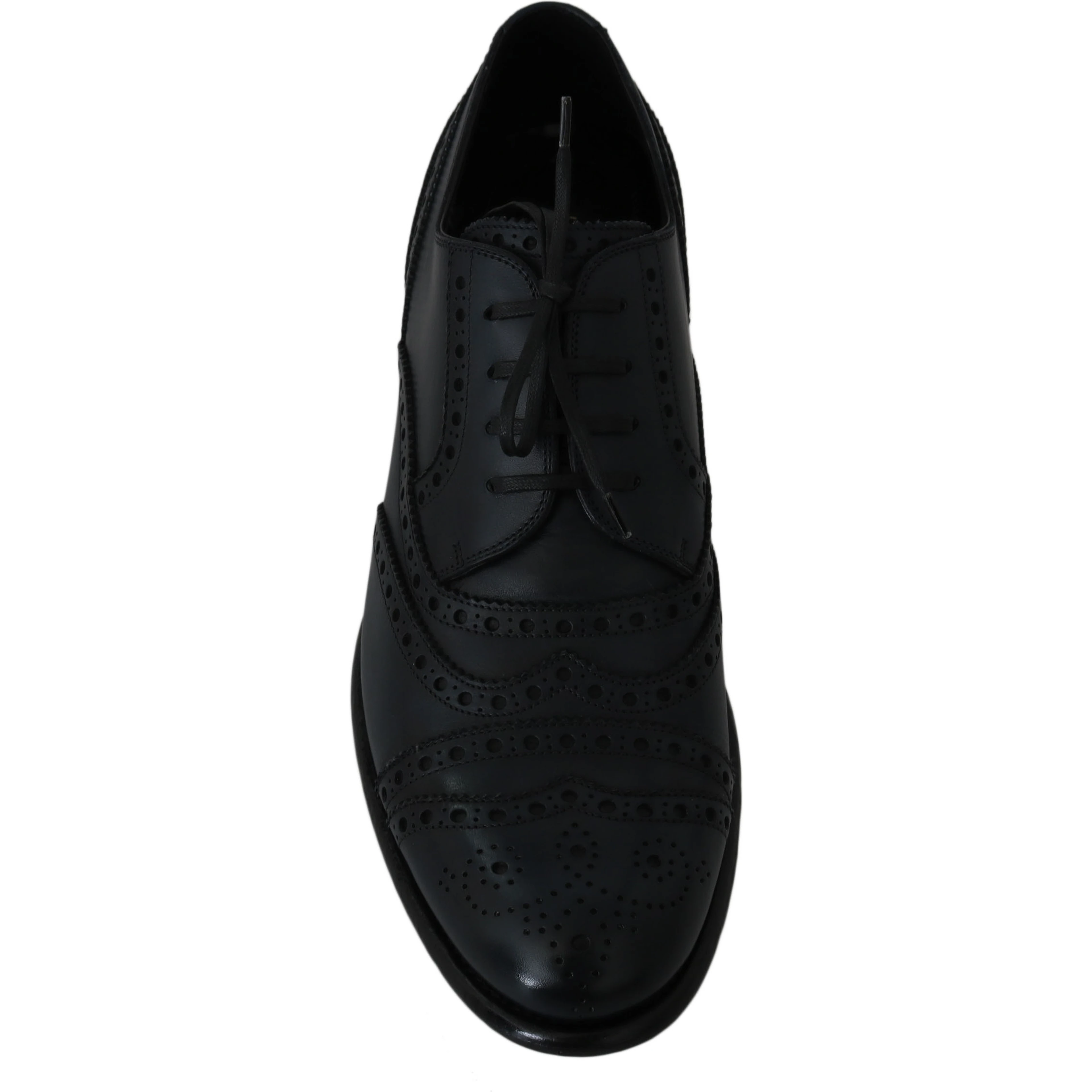 Dark Blue Leather Wingtip Oxford Dress Shoes